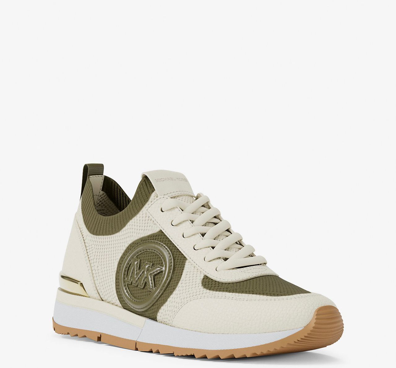 [INCOMING ETA 30 DAYS] Michael Kors W Jenkins Two-Tone Stretch Knit Trainer in Olive (FK)(49S5JNFS3D)