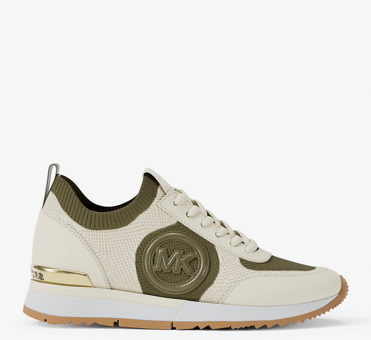 [INCOMING ETA 30 DAYS] Michael Kors W Jenkins Two-Tone Stretch Knit Trainer in Olive (FK)(49S5JNFS3D)