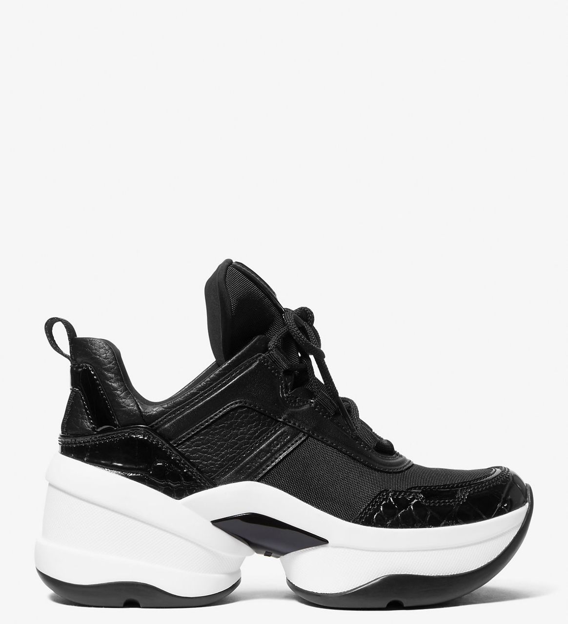 [INCOMING ETA 30 DAYS] Michael Kors W Olympia Mixed-Media Trainer in Black (FK)(49F4OLFS1D)