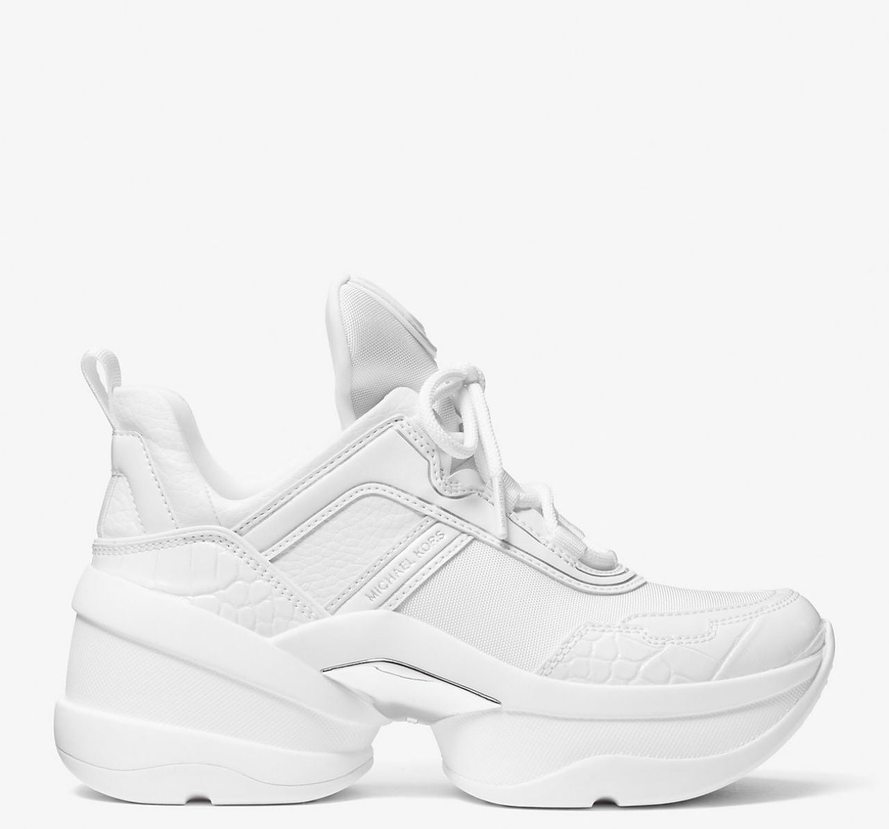 [INCOMING ETA 30 DAYS] Michael Kors W Olympia Mixed-Media Trainer in Optic White (FK)(49F4OLFS1D)