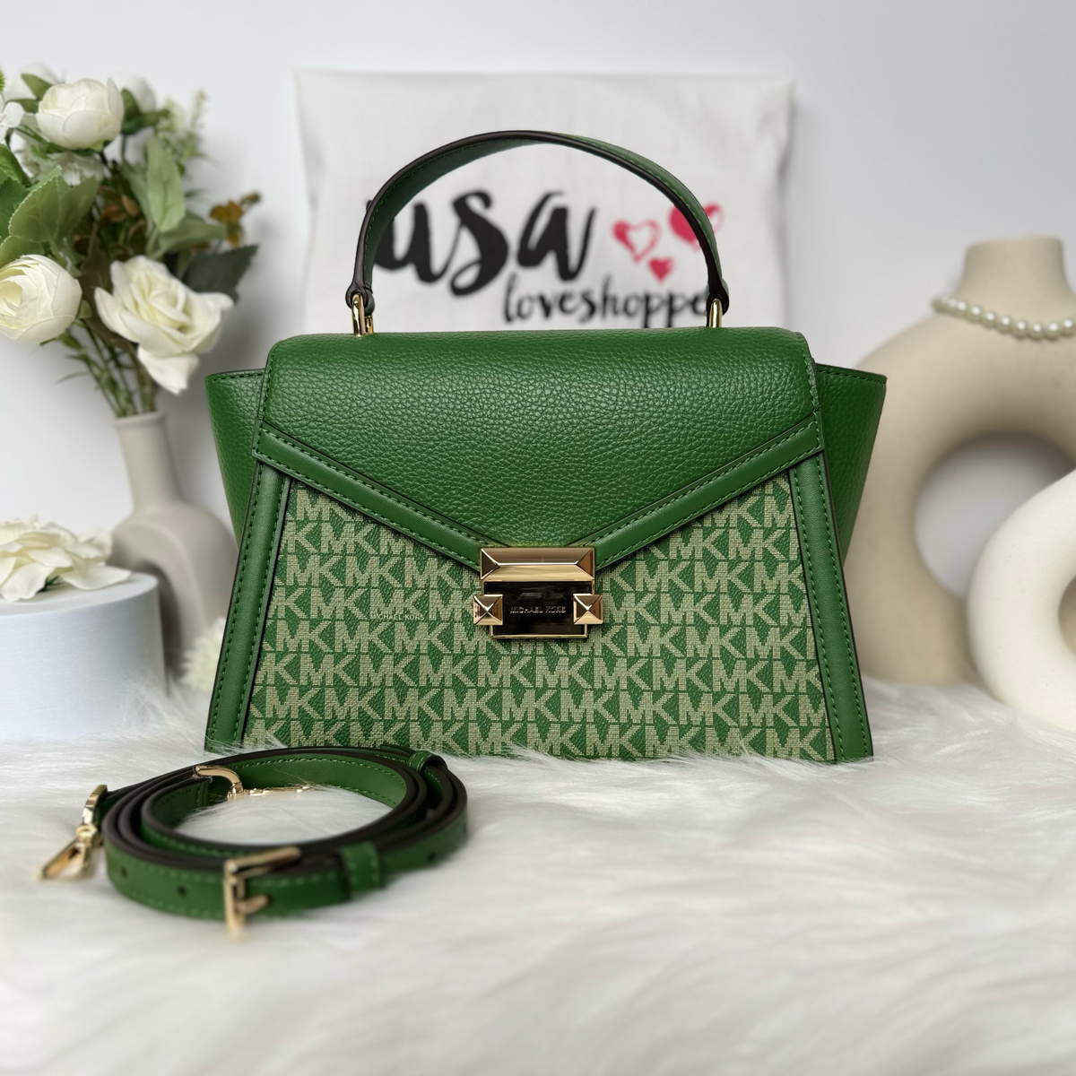 Michael Kors Bag Malaysia Michael Kors Whitney Medium Shoulder Tote in Fern Green 35R4GWHS2V
