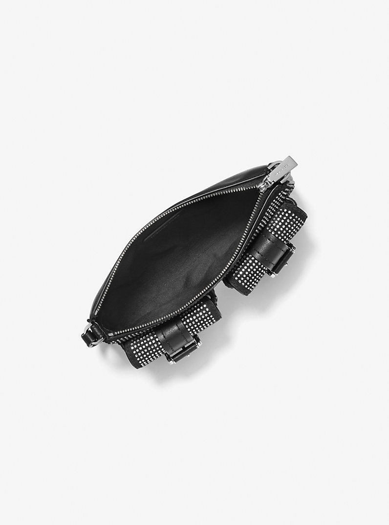 [READY STOCK MY] Michael Kors Zoe Small Embellished Suede Pochette in Black (32F5SZCU1Y)