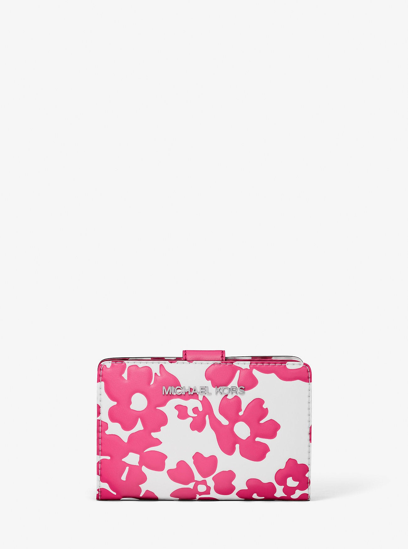 [READY STOCK MY] Michael Kors Jet Set Medium Floral Print Bi-Fold Wallet in Dragonfruit (35S5STVF6Y)