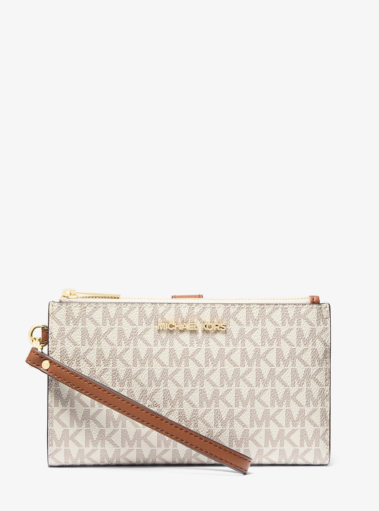 [INCOMING ETA 30 DAYS] Michael Kors Jet Set Travel Large Double Zip Wristlet in Signature Vanilla (35F8GTVW0B)
