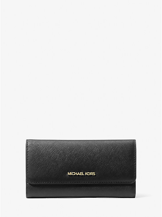 [INCOMING ETA 30 DAYS] Michael Kors Jet Set Travel Large Trifold Wallet in Black (GHW) (35S8GTVF7L)