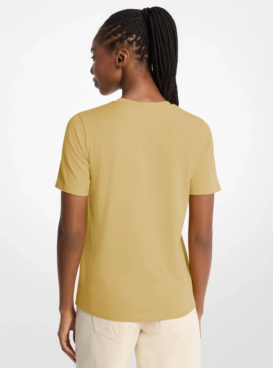 [FK][INCOMING ETA 30 DAYS] Michael Kors Sequined Logo Cotton T-Shirt in Oregano (JS451DB97J)