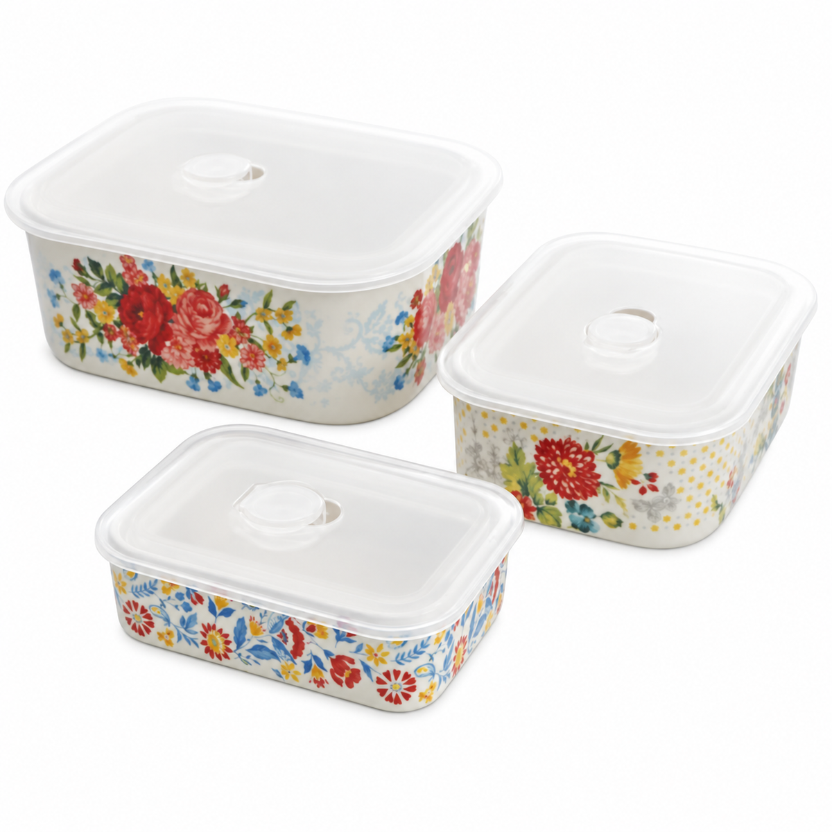 ULS SEA [READY STOCK] The Pioneer Woman Sweet Rose 6-Piece Ceramic Nesting Casserole Baking Dish Set