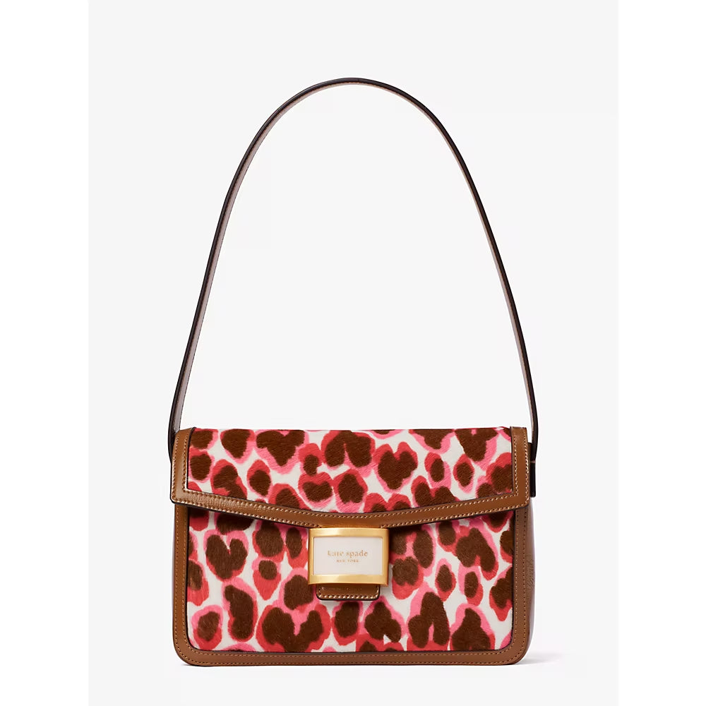 Kate Spade Katy Leopard Haircalf Medium Shoulder Bag in Pink Multi (K8969)