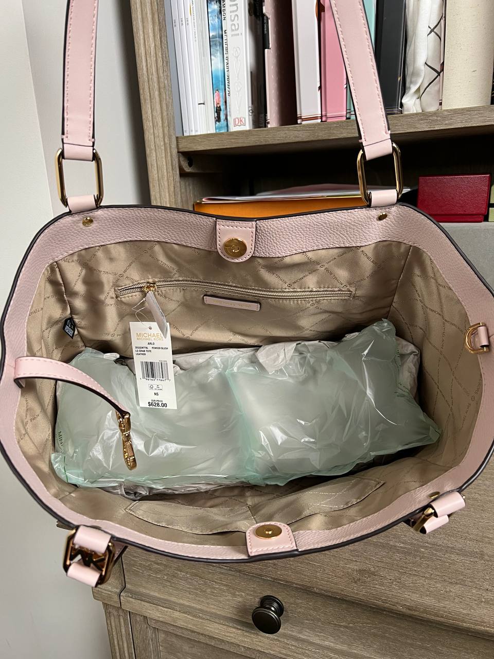 Michael Kors Arlo Large Pebbled Leather Shoulder Bag in Powder Blush (35S3GW7T9L)