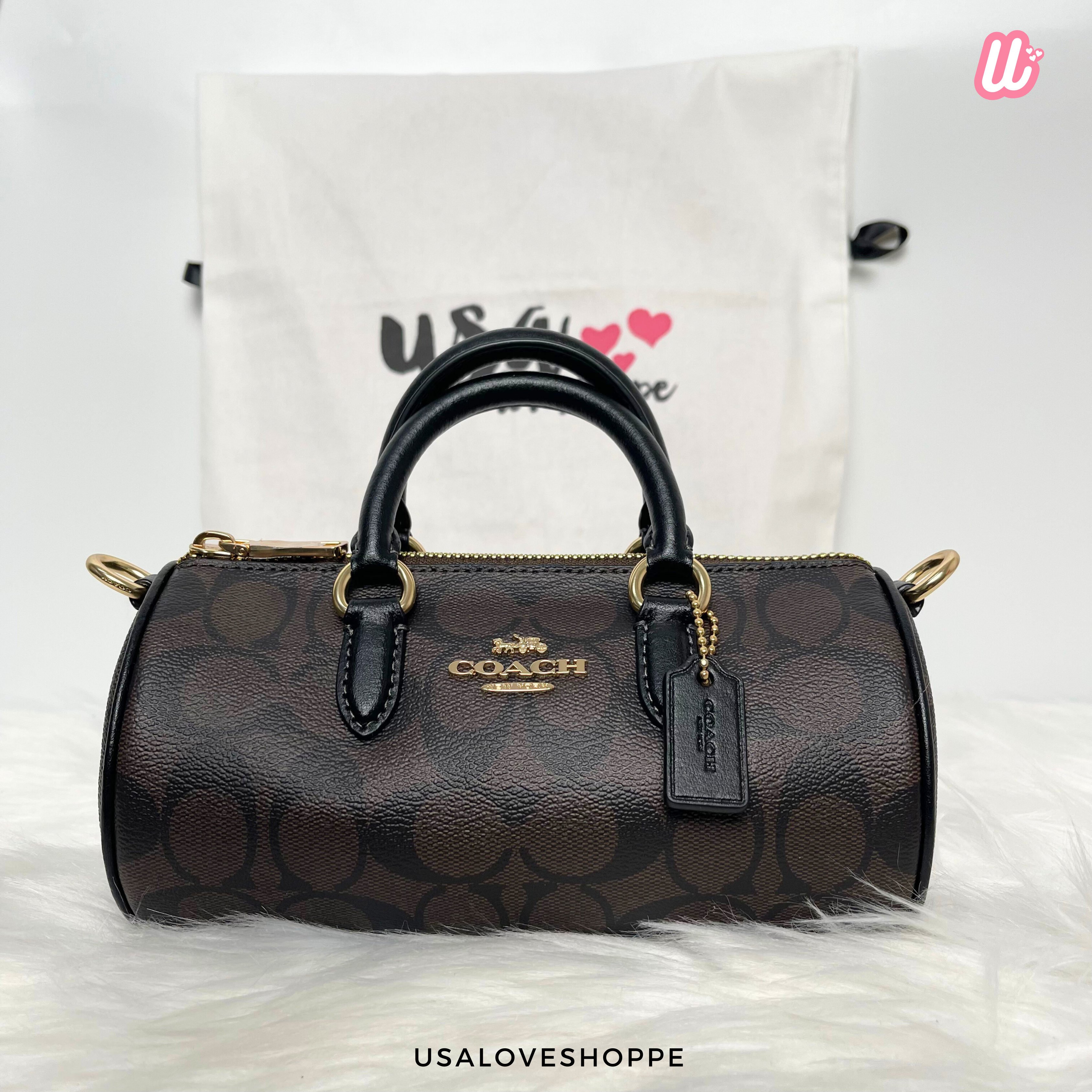 [READY STOCK MY][DEFECT] COACH Lacey Crossbody In Signature Canvas in Brown Black (CO990)