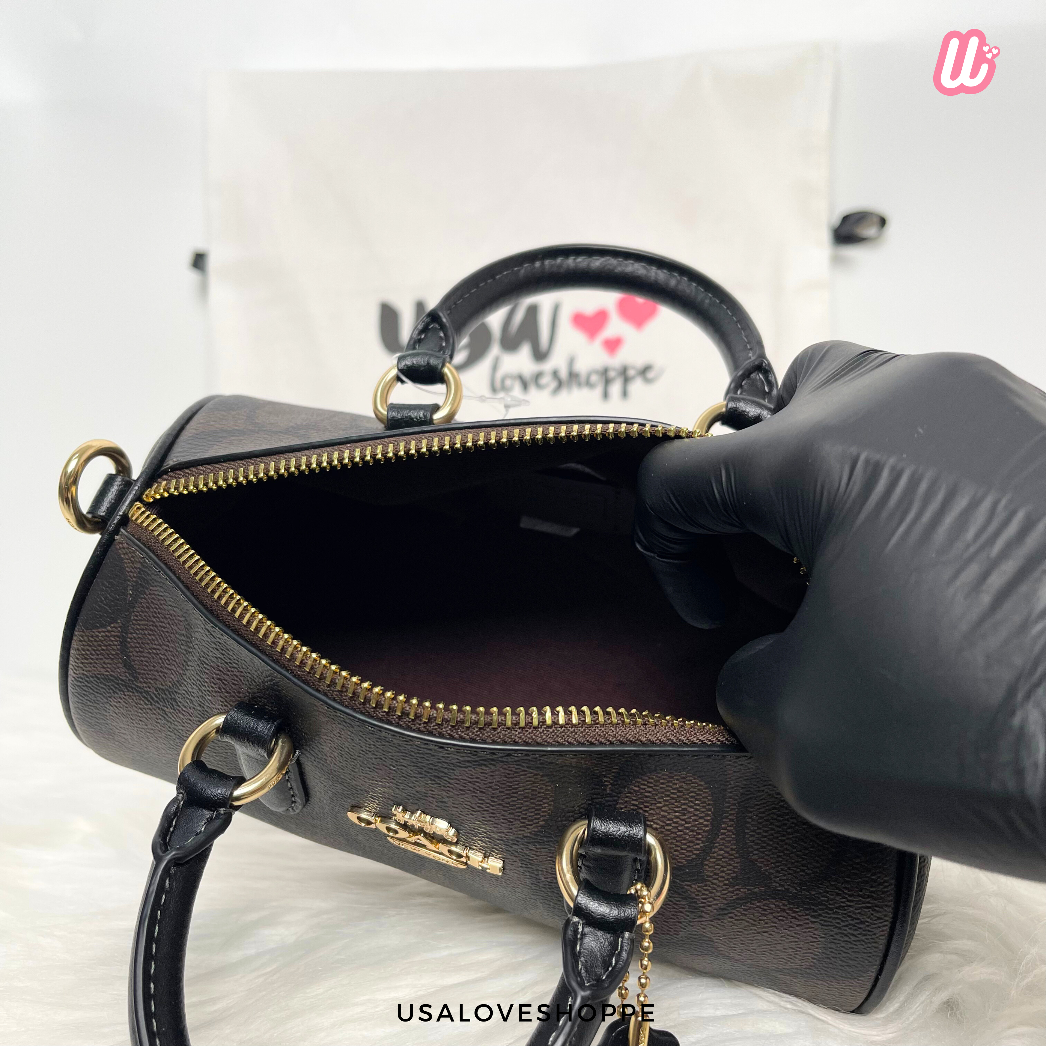 [READY STOCK MY][DEFECT] COACH Lacey Crossbody In Signature Canvas in Brown Black (CO990)