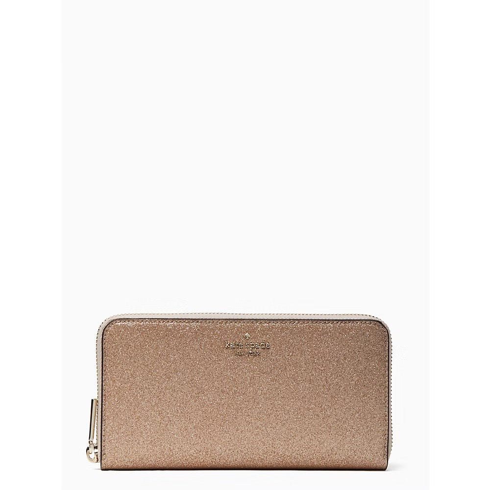 Kate Spade Shimmy Glitter Boxed Large Continental Wallet in Rose Gold (K4716)