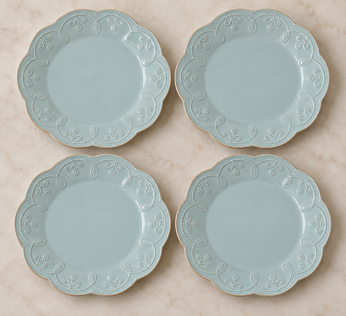 Lenox French Perle Ice Blue Accent Plates – Set of 4