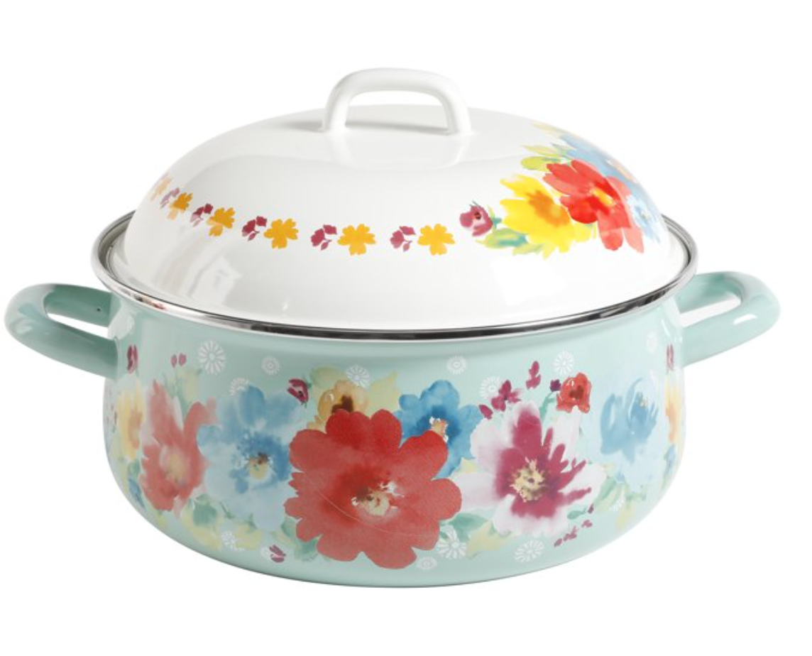 ULS SEA [READY STOCK] CLEARANCE The Pioneer Woman Breezy Blossom Enamel on Steel 4-Quart Dutch Oven with Lid