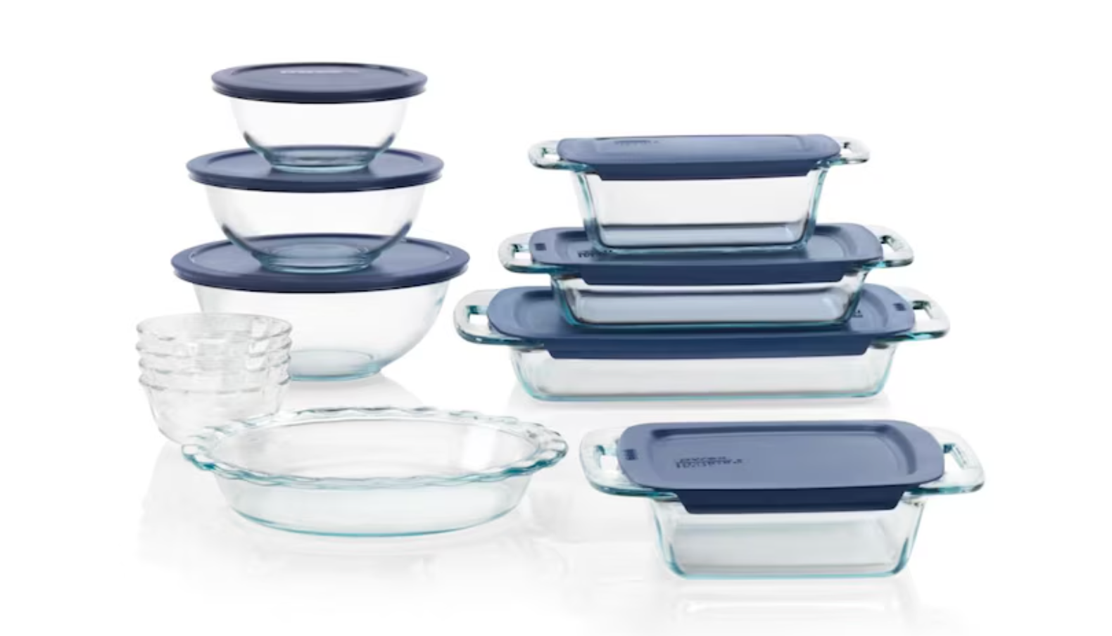 ULS SEA [READY STOCK] CLEARANCE Pyrex Easy Grab 19-Piece Glass Bakeware Set with Blue Lids