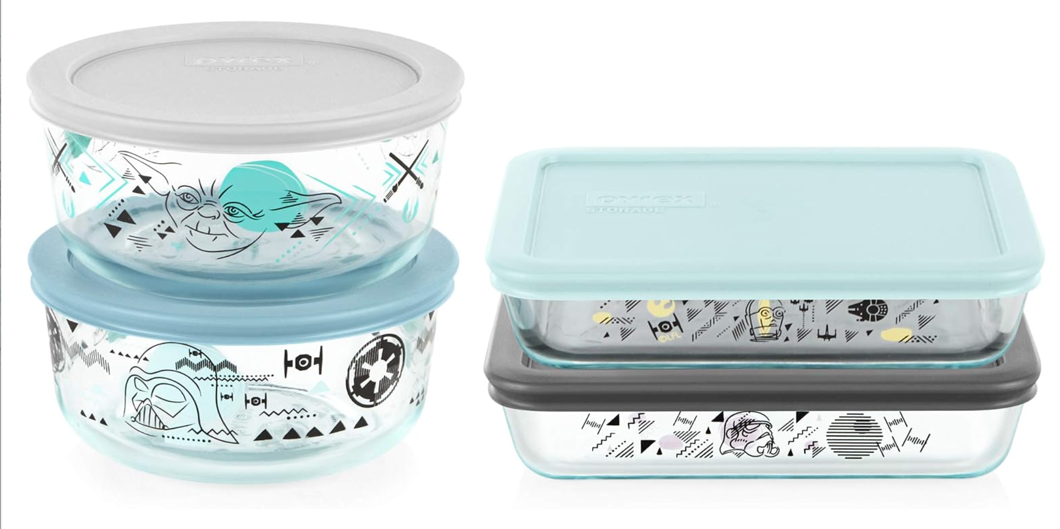 Pyrex Star Wars 8-Piece Glass Food Storage Set with Plastic Lids