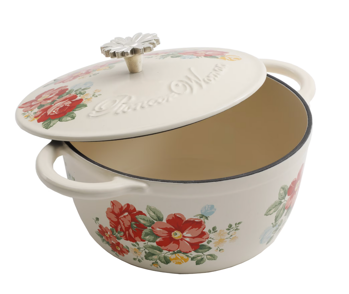 The Pioneer Woman Vintage Floral Enameled Cast-Iron 5-Quart Dutch Oven