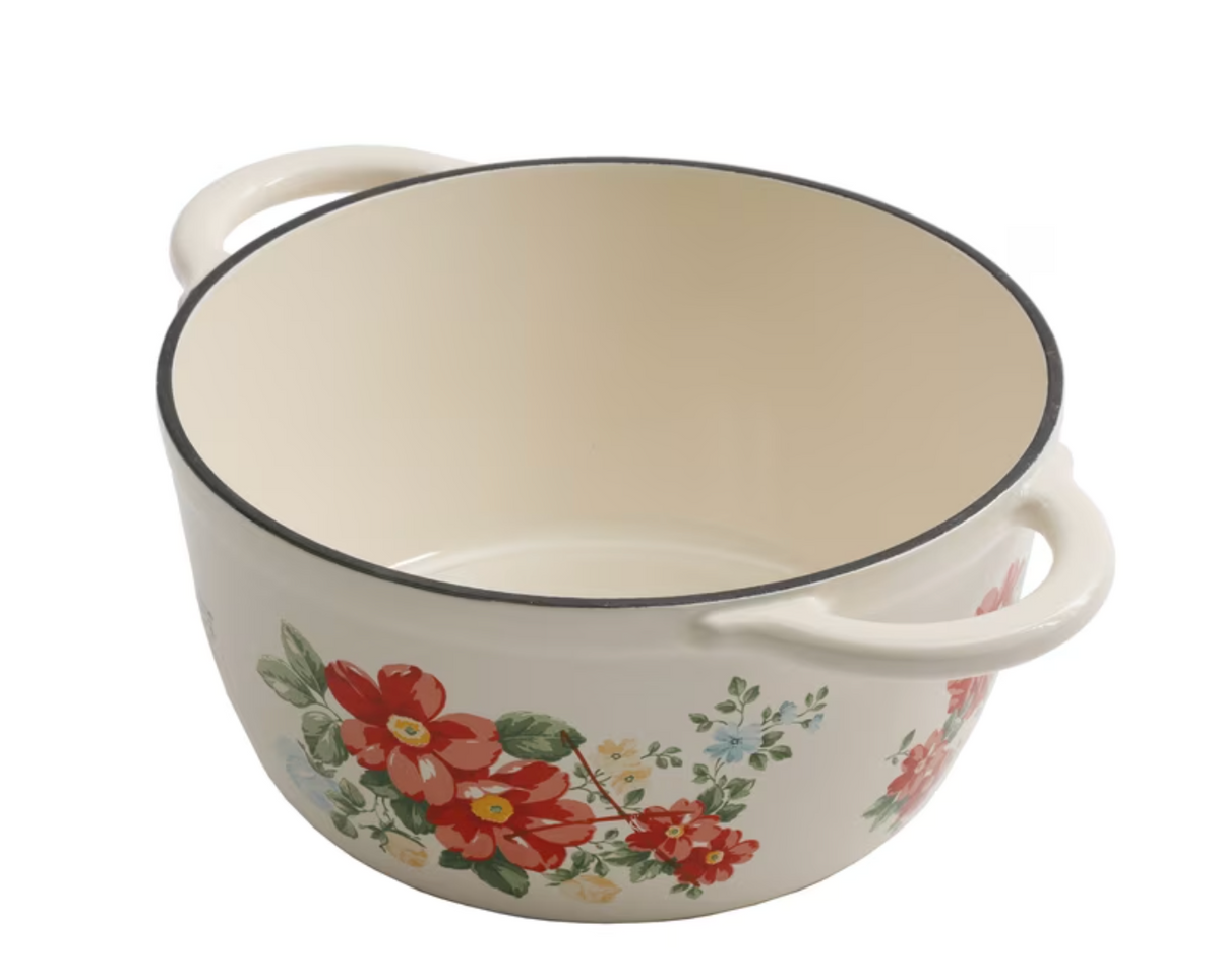 The Pioneer Woman Vintage Floral Enameled Cast-Iron 5-Quart Dutch Oven