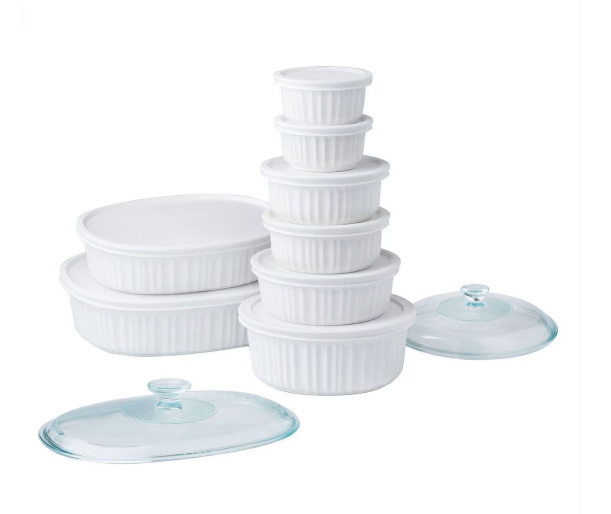 CorningWare French White 18-Piece Round & Oval Bakeware Set