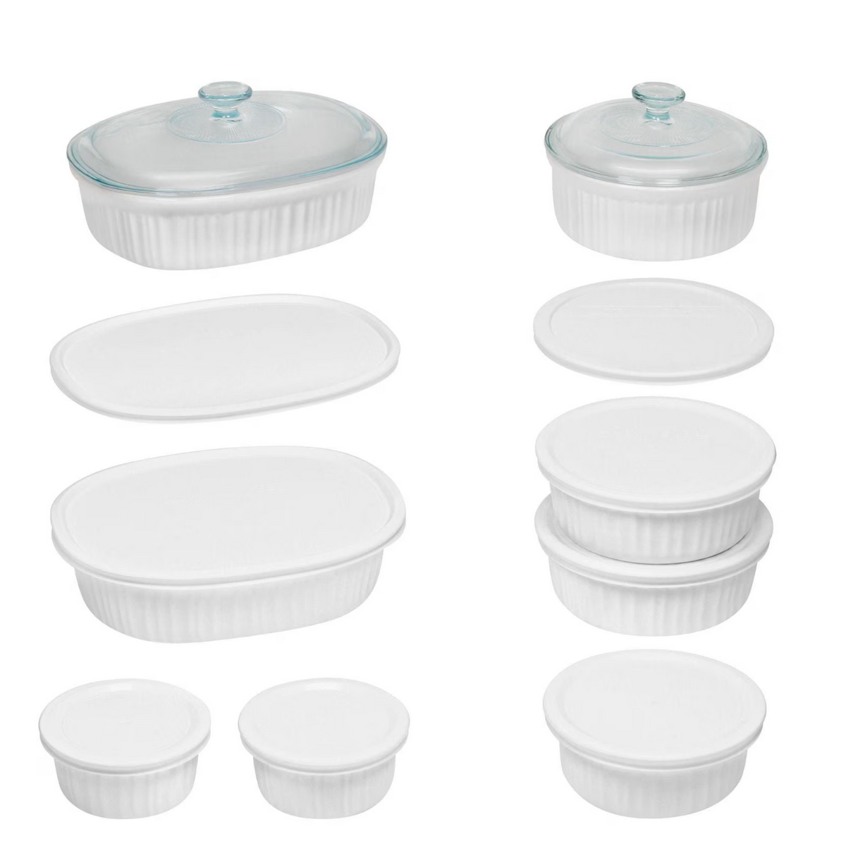 CorningWare French White 18-Piece Round & Oval Bakeware Set