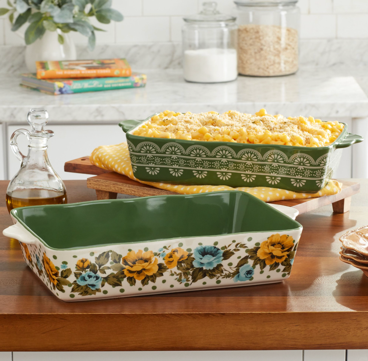 The Pioneer Woman Rose Shadow 2-Piece Ceramic Baker Set – 3.6Qt & 2.3Qt