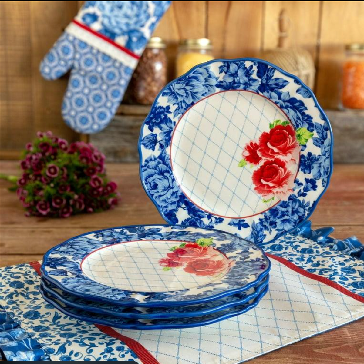 The Pioneer Woman Heritage Floral 12-Piece Stoneware Dinnerware Set