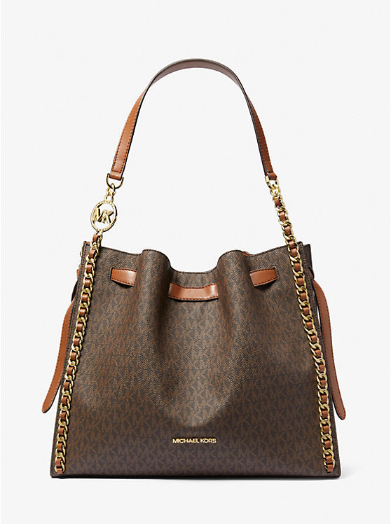 [INCOMING ETA 30 DAYS] Michael Kors Mina Large Belted Chain Inly Shoulder Bag in Signature Brown (35H3G4ML3B)