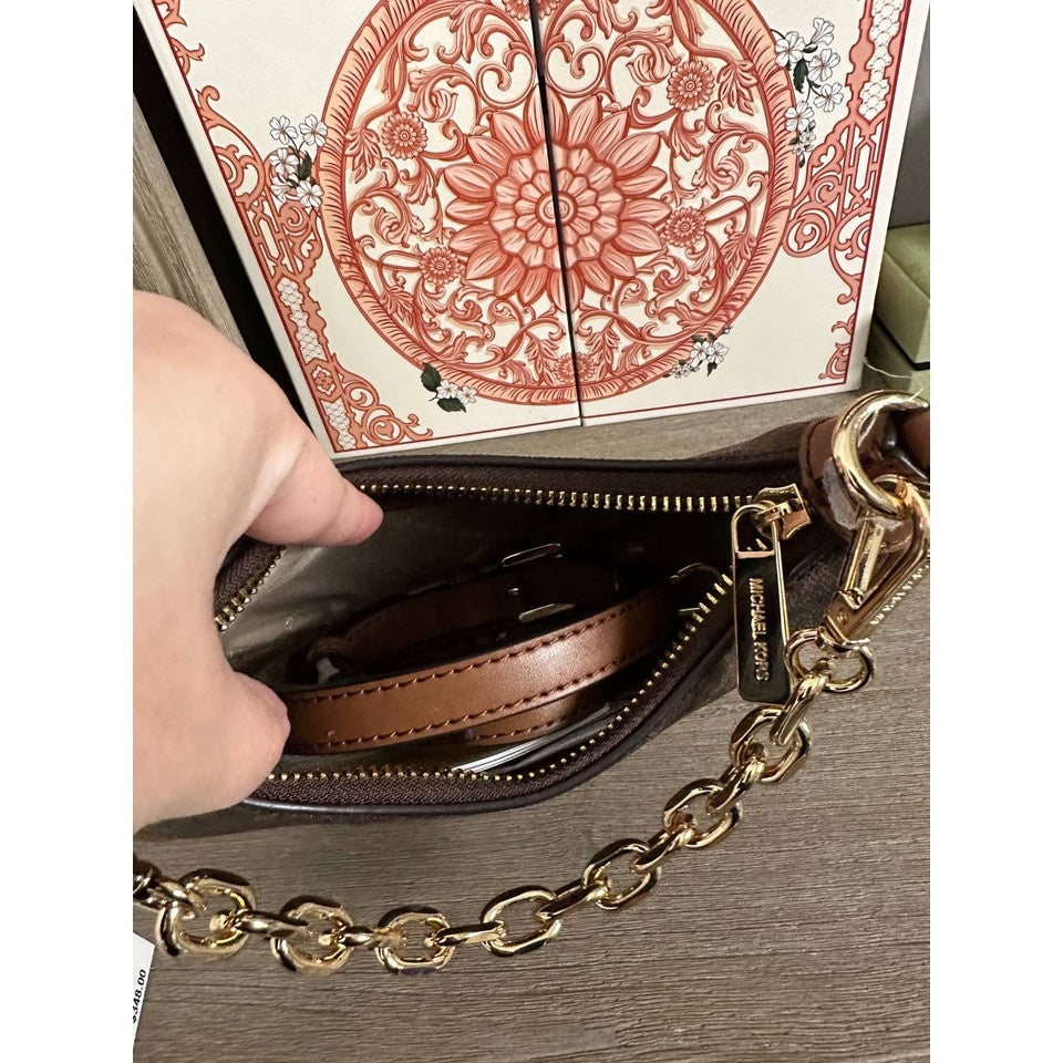 Michael Kors Cora Mini Zip Pouchette in Signature Brown (35R3G4CC1B)