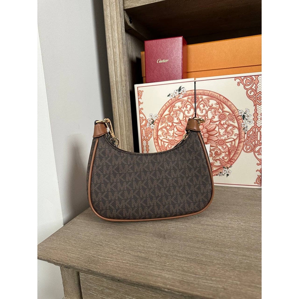 Michael Kors Cora Mini Zip Pouchette in Signature Brown (35R3G4CC1B)