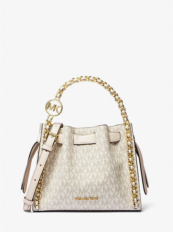 Michael Kors Mina Small Belted Chain Inly Xbody in Sig Light Cream Multi (35H3G4MC1B)