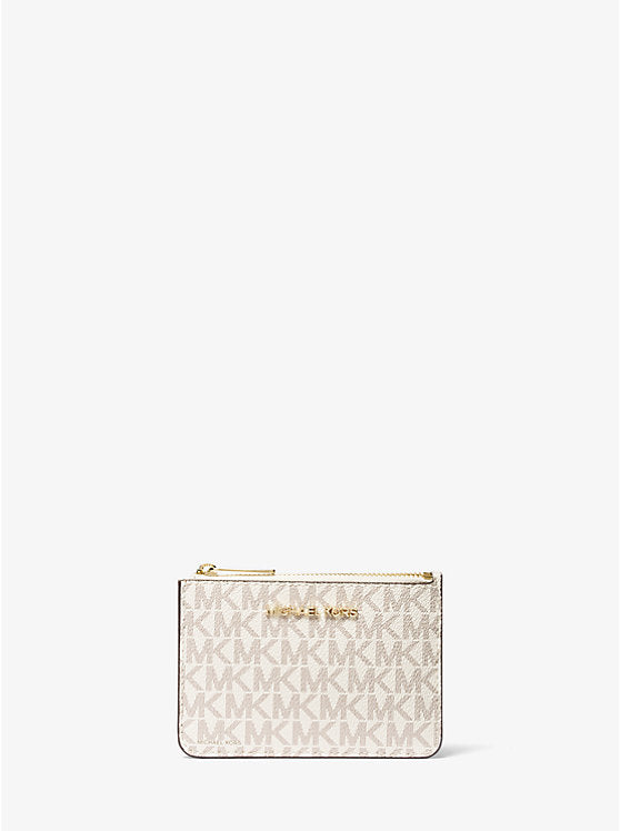 Michael Kors Jet Set Travel Small Top Zip Coinpouch with ID in Signature Vanilla (35H9GTVP1B)