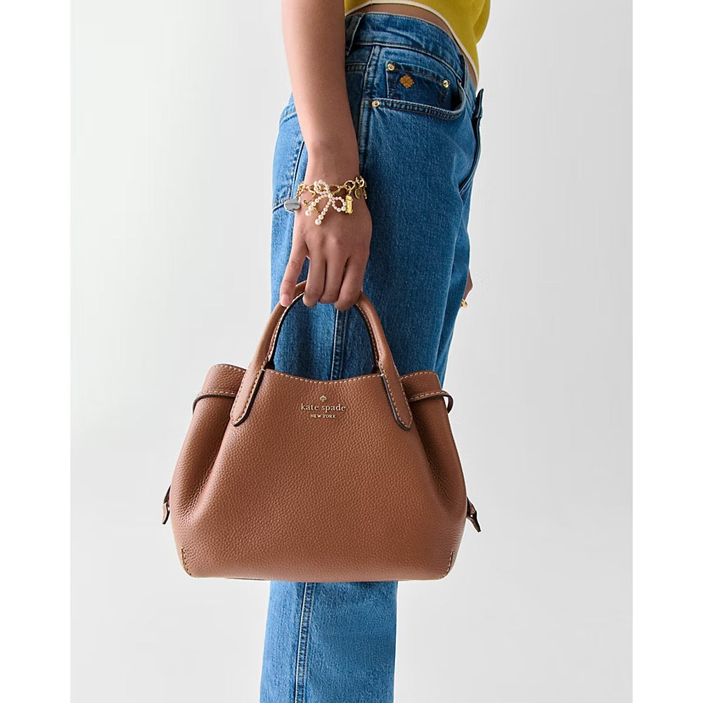 [INCOMING ETA 30 DAYS] Kate Spade Dumpling Pick Stitch Small Triple Compartment Satchel in Warm Gingerbread (KM140)