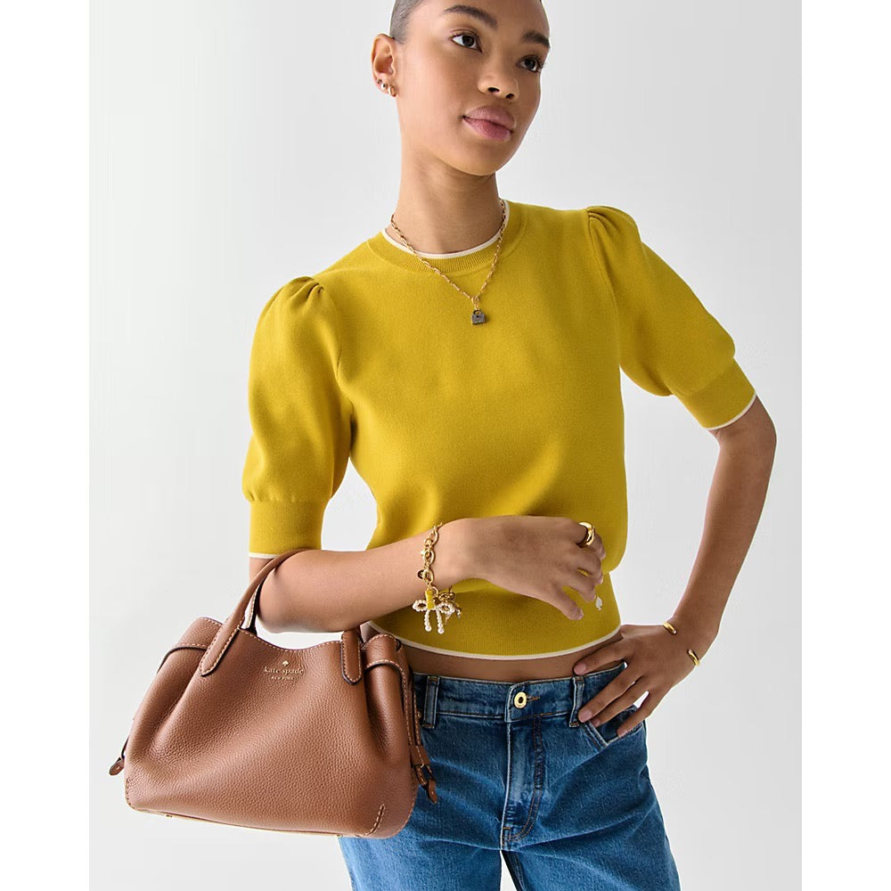 [INCOMING ETA 30 DAYS] Kate Spade Dumpling Pick Stitch Small Triple Compartment Satchel in Warm Gingerbread (KM140)