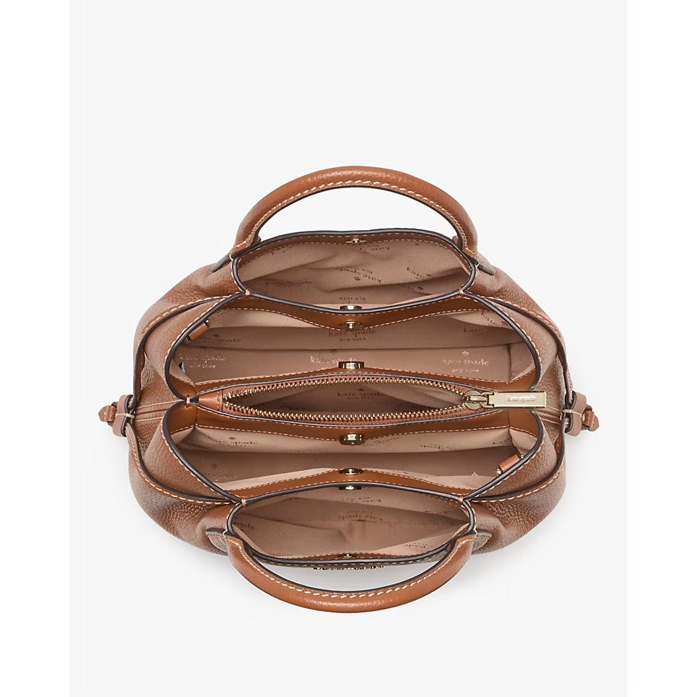 [INCOMING ETA 30 DAYS] Kate Spade Dumpling Pick Stitch Small Triple Compartment Satchel in Warm Gingerbread (KM140)