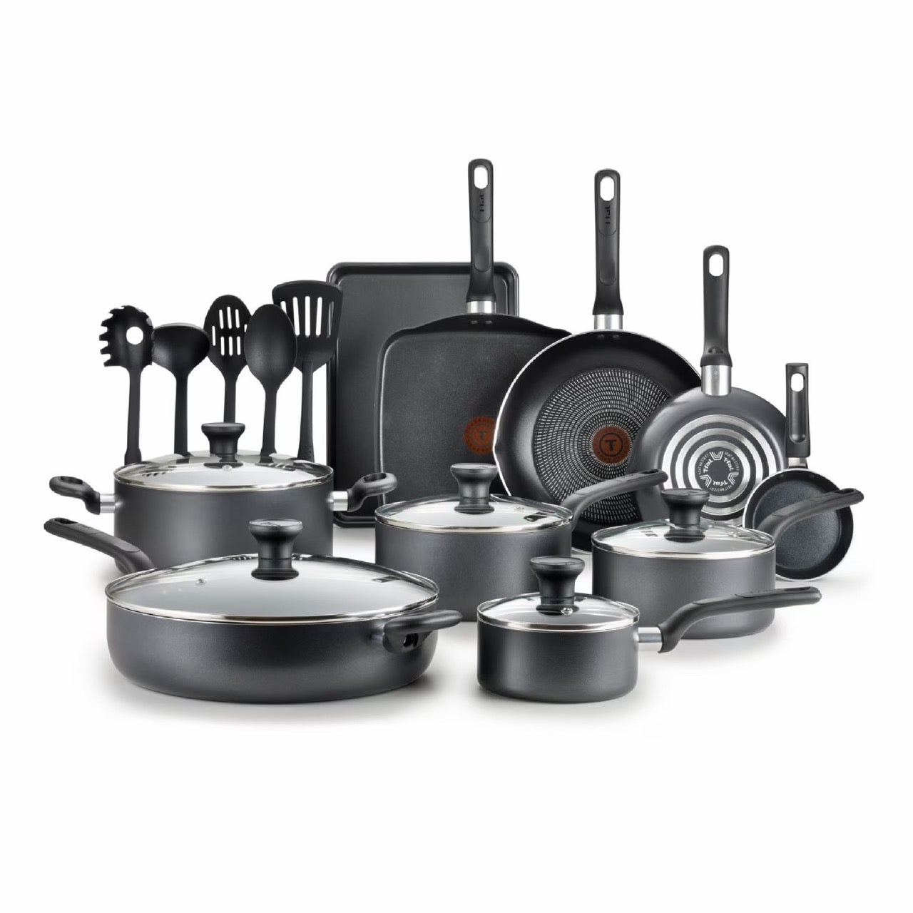 [READY STOCK ETA 7 DAYS] T-Fal 20-Piece Black Proglide Non-Stick Cookware Set