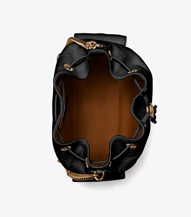 [WEB EXCLUSIVE][INCOMING ETA 30 DAYS] TORY BURCH CHARLIE QUILTED DRAWSTRING SHOULDER BAG IN BLACK (185831)