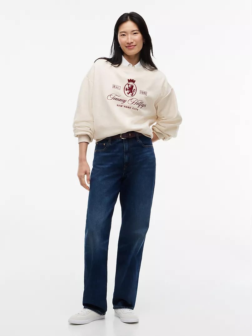 [FK][INCOMING ETA 30 DAYS] Tommy Hilfiger Relaxed Fit Crest Logo Sweatshirt in Sugar Cane