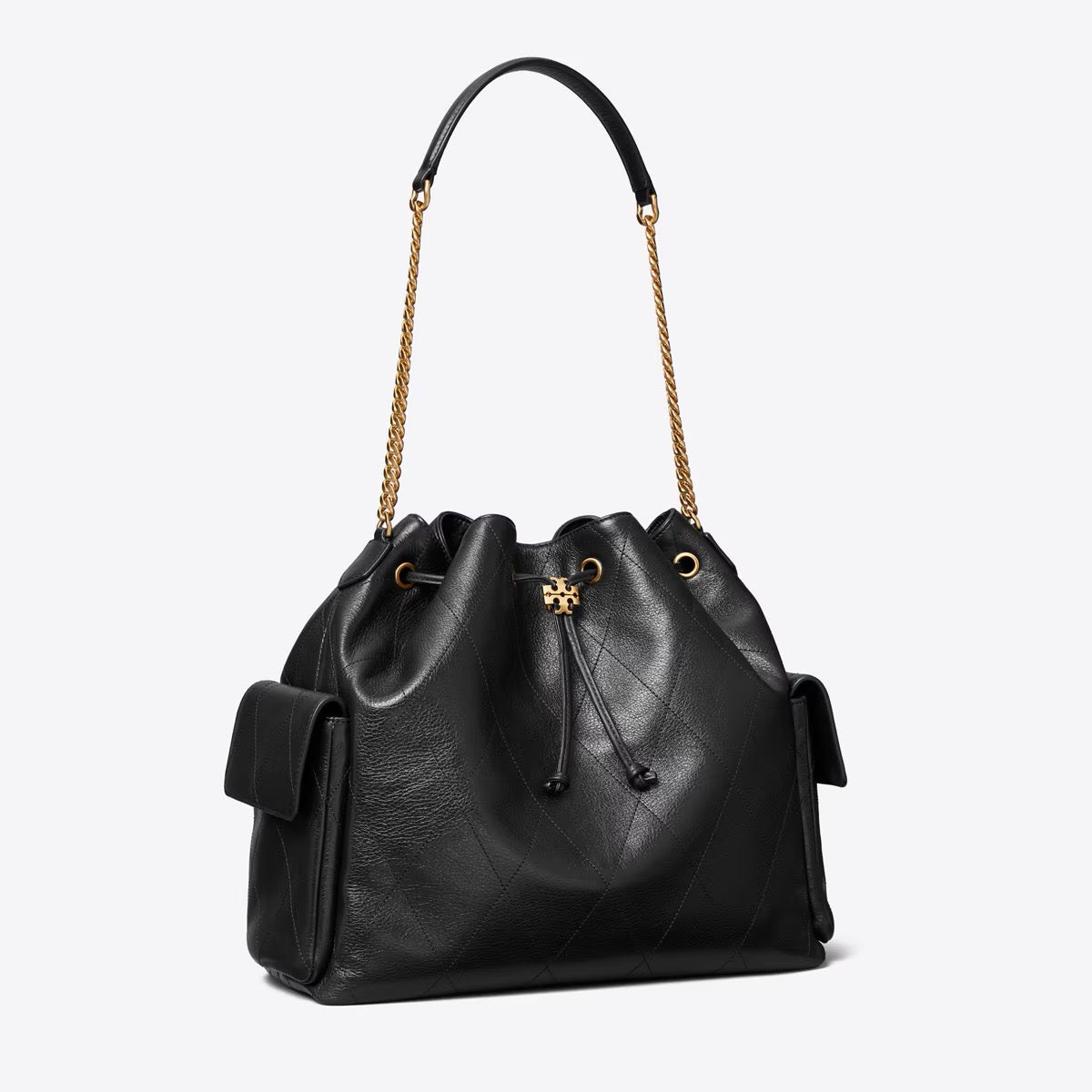 [INCOMING ETA 30 DAYS] Tory Burch Large Charlied Quilted Drawstring Shoulder Bag in Black (185830)