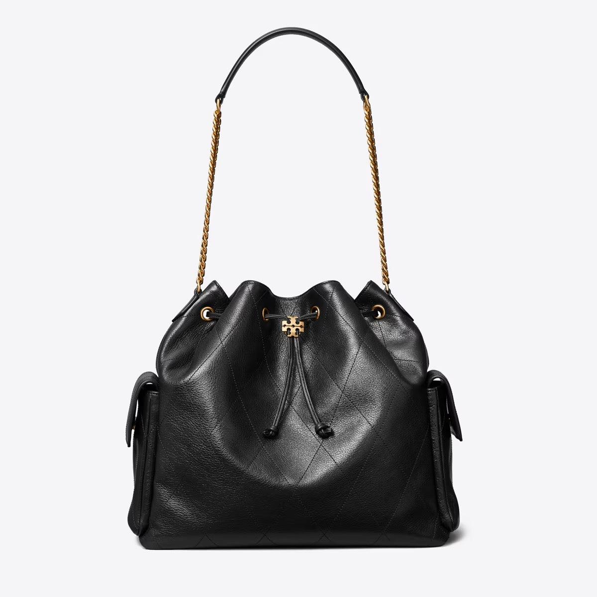 [INCOMING ETA 30 DAYS] Tory Burch Large Charlied Quilted Drawstring Shoulder Bag in Black (185830)