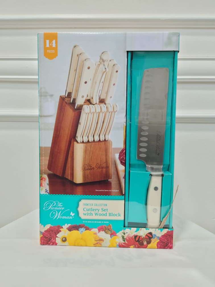 [READY STOCK MY] The Pioneer Women Cutlery Set with Wood Block 14 pieces