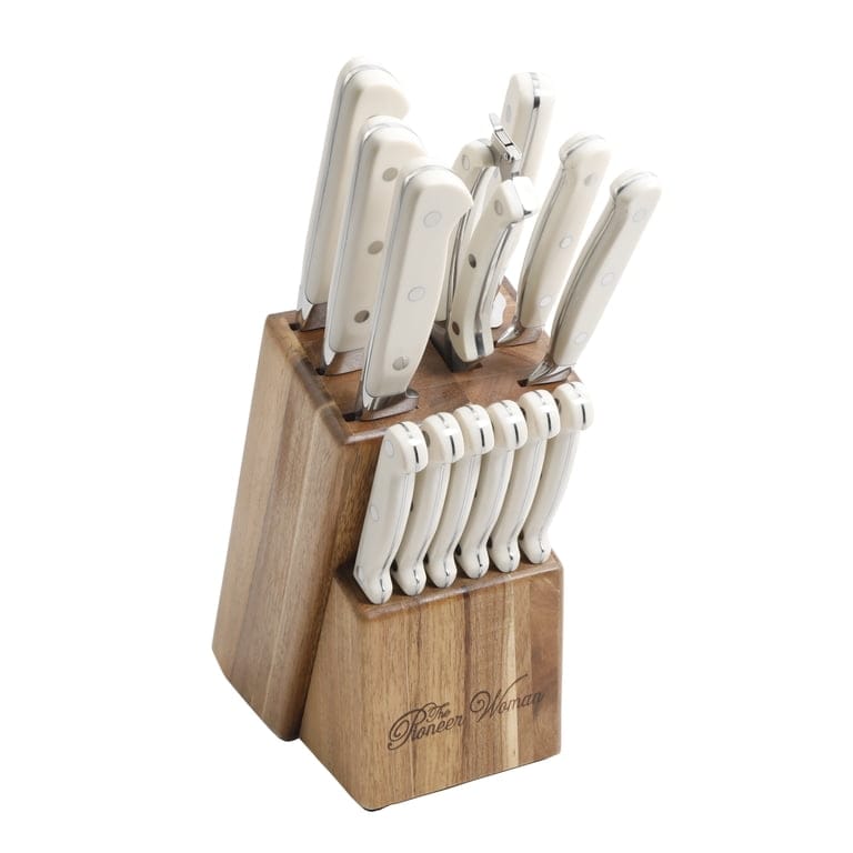 [READY STOCK MY] The Pioneer Women Cutlery Set with Wood Block 14 pieces