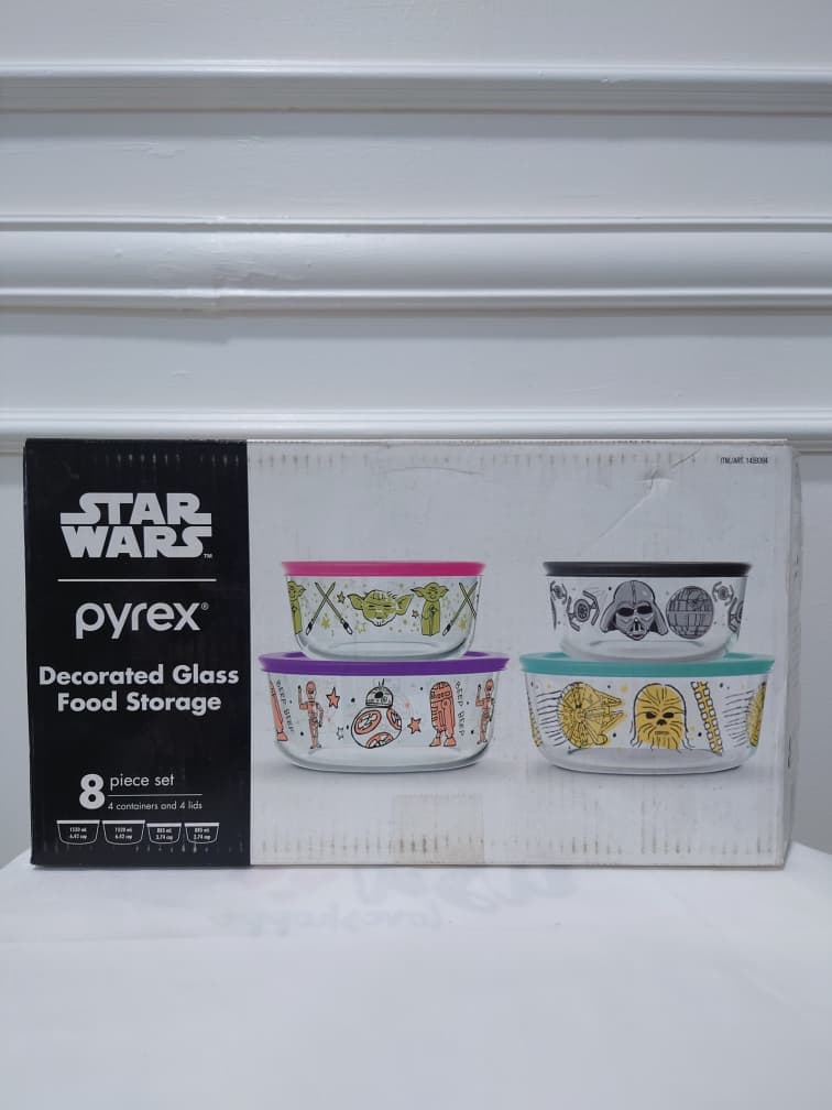[READY STOCK MY] Pyrex Star Wars Decorated Glass Food Storage 8 pieces set