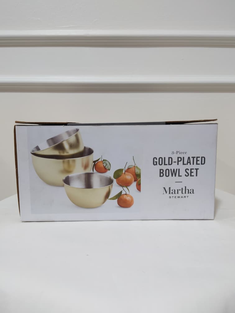 [READY STOCK MY] MARTHA STEWART GOLD PLATED BOWL SET 3 PIECES
