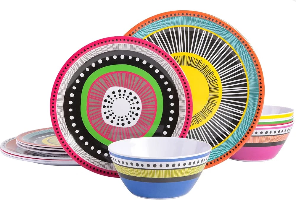 [READY STOCK MY] GIBSON HOME MELAMINE DINNERWARE SET 12 PCS
