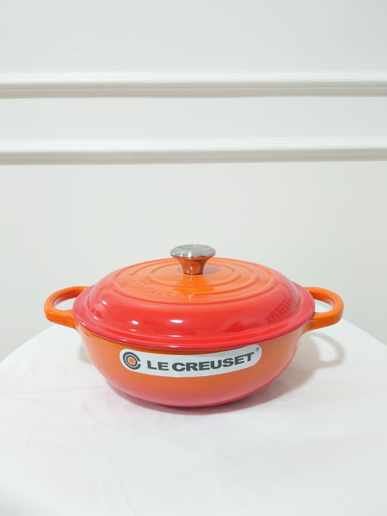 [READY STOCK MY] LE CREUSET SIGNATURE VOLCANIQUE FLAME SOUP POT WITH LID 2.5QT CAST IRON
