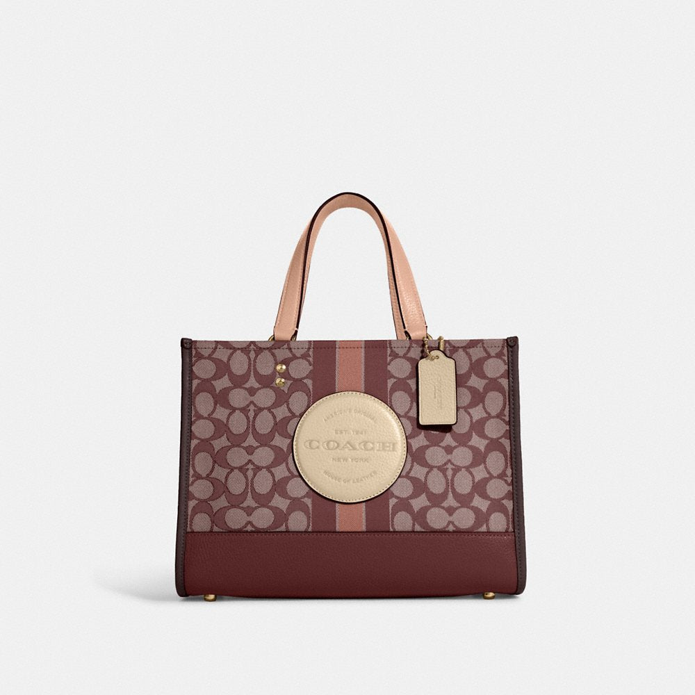 Coach Dempsey Carryall In Signature Jacquard With Stripe And Coach Patch in Wine Multi (C8448)