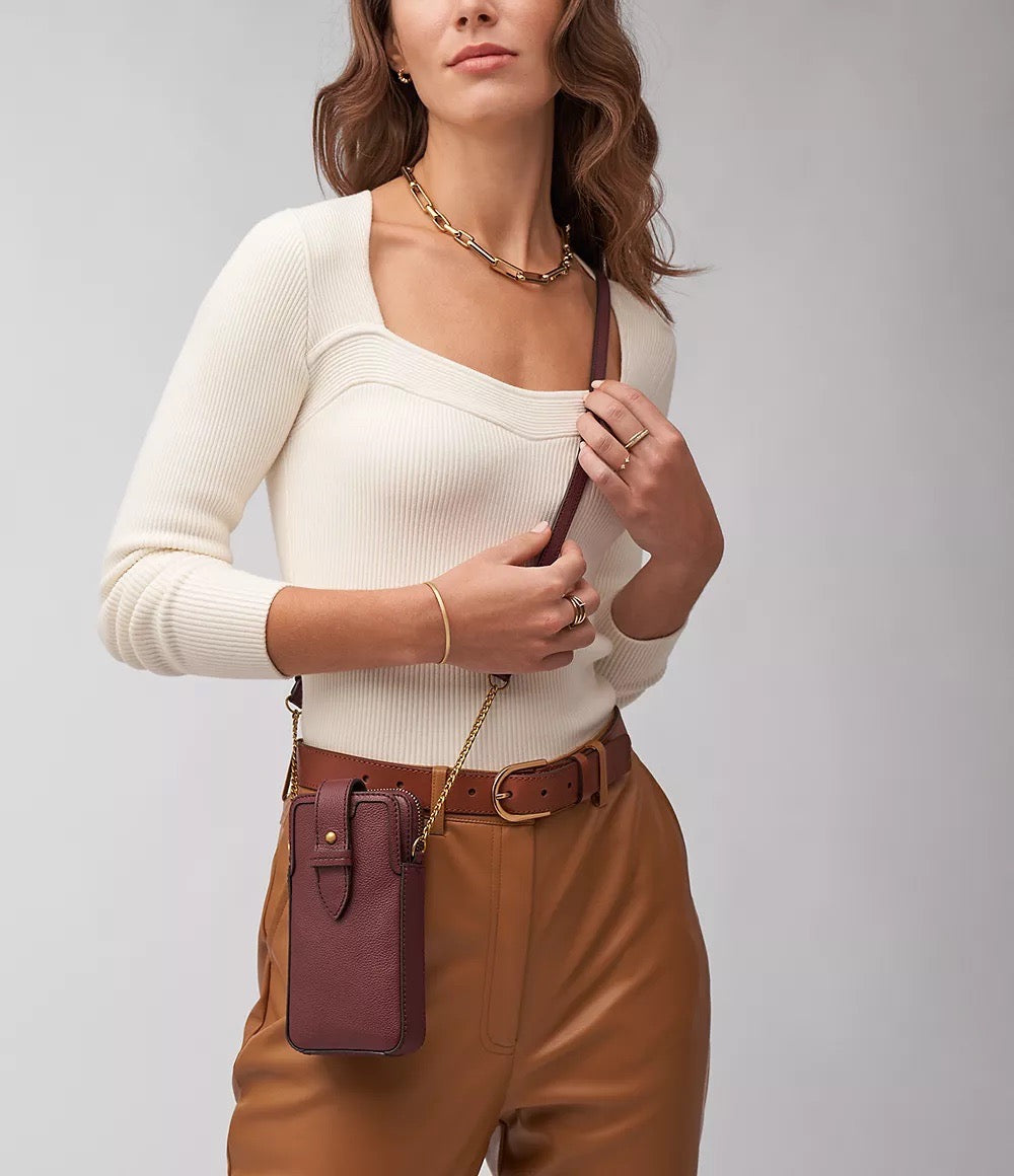 [INCOMING ETA END MARCH 2024] Fossil Lainie Phone Case Crossbody in Wine (SHB3145609)