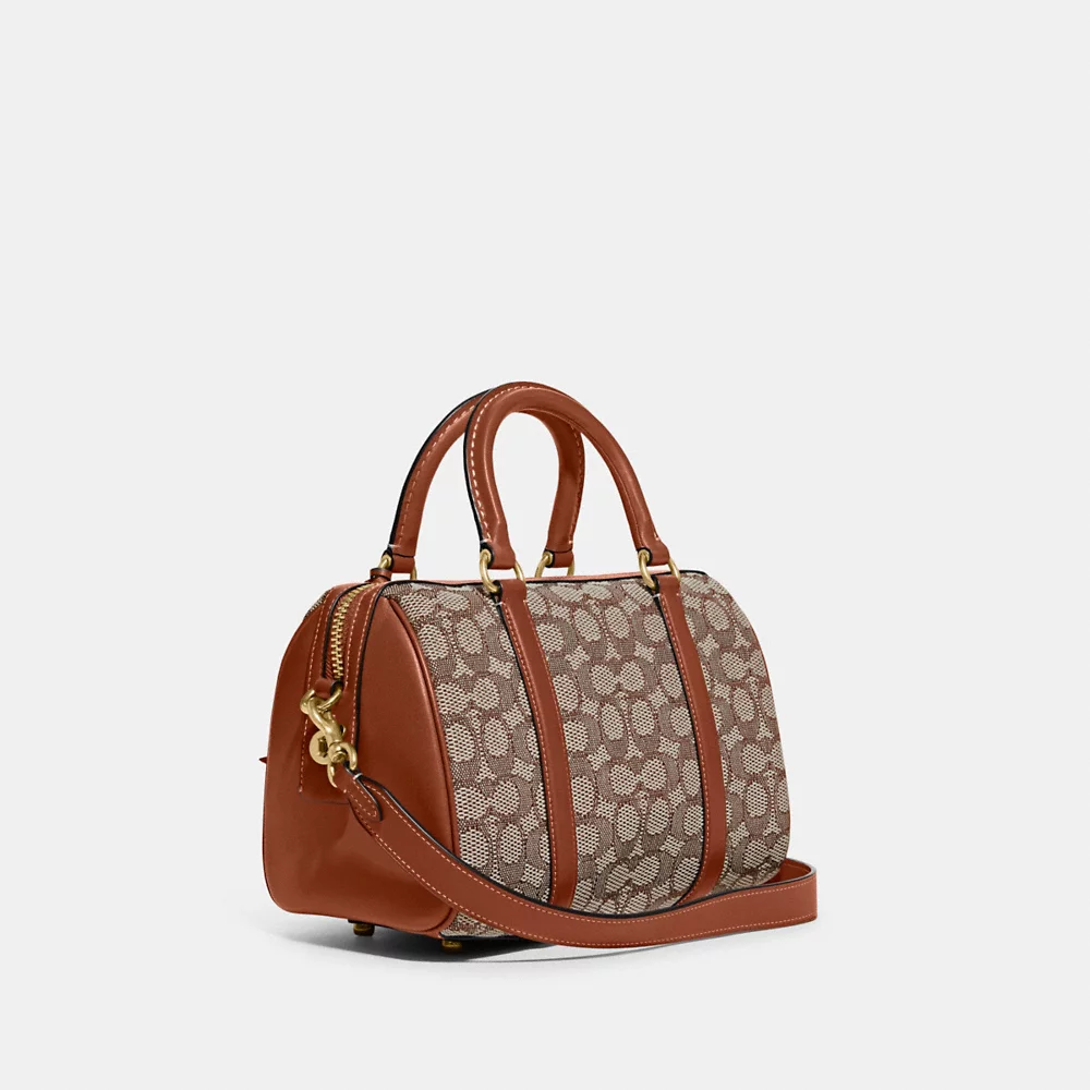 C0ACH Ruby Satchel 25 In Signature Textile Jacquard in Cocoa Burnished Amb (C8529)