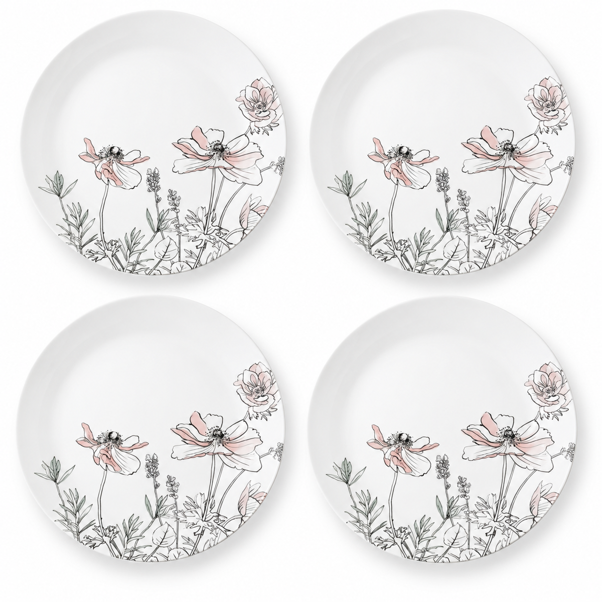 Corelle Poppy Print Dinner Plates – Set of 4