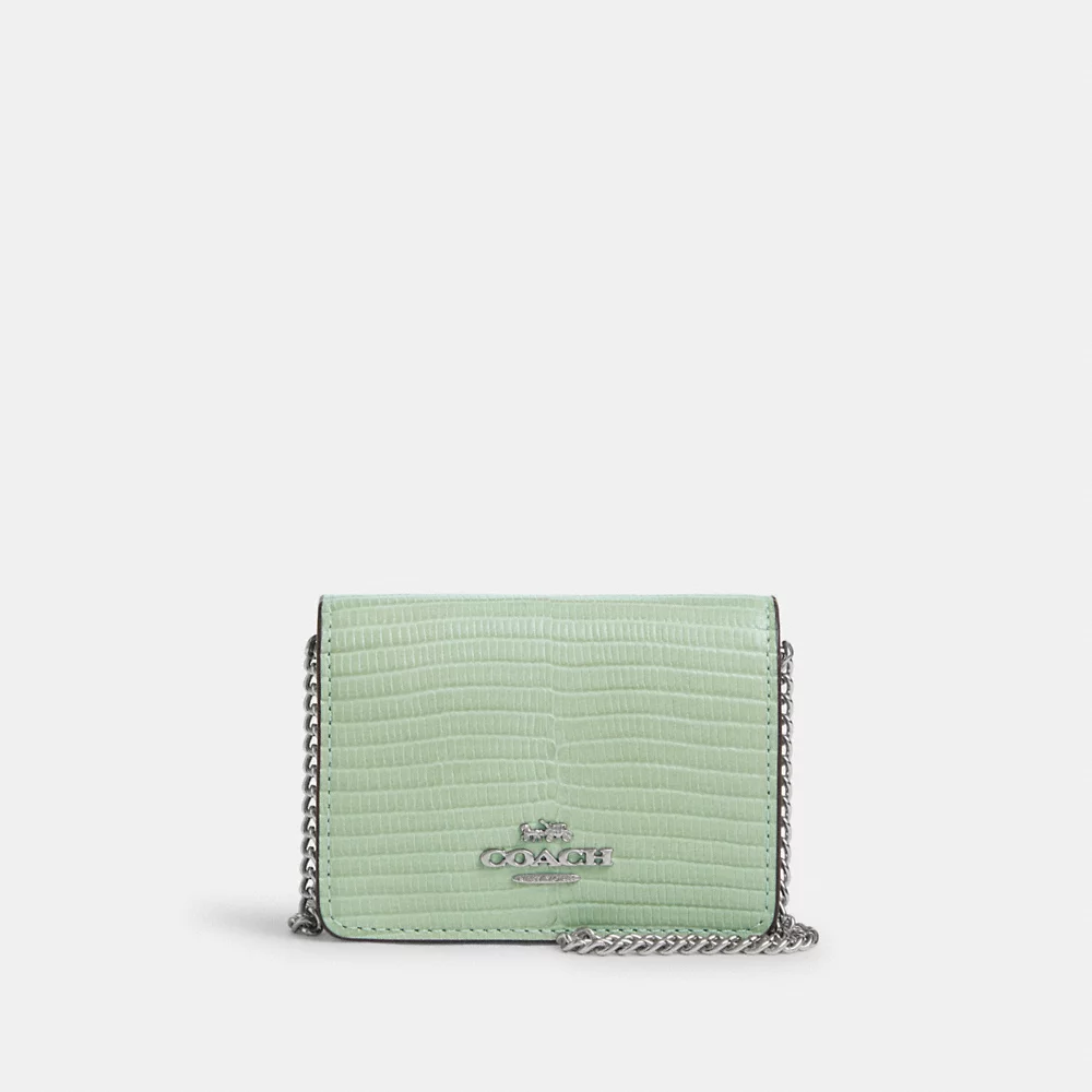 COACH Mini Wallet On A Chain In Pale Green (CR372)